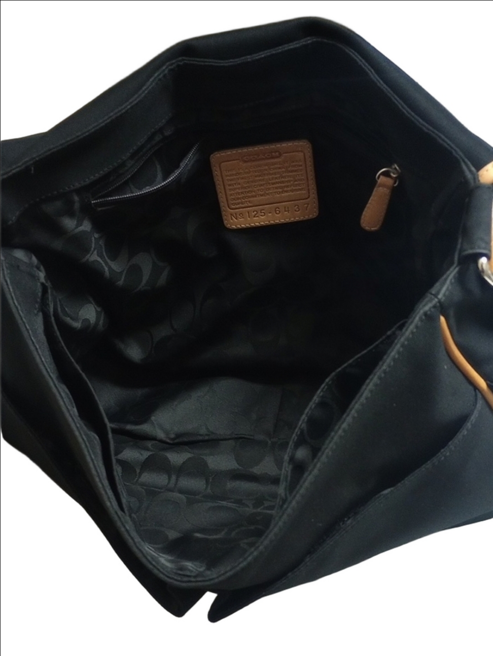 COACH "HUDSON" MESSENGER LAPTOP BUSINESS TRAVEL BLACK BAG WITH TAN LEATHER TRIM - Picture 12 of 16